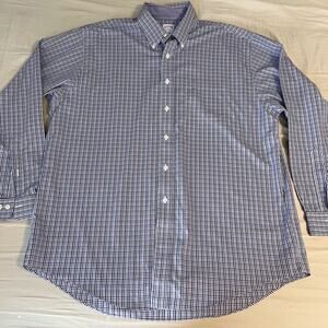 Brooks Brothers Purple and White Gingham Long Sleeve Button Down Size XL